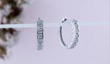 Round White Diamond Illusion Hoop Earrings for Women (0.09 ctw, Color I-J, Clarity I2-I3) in 925 Sterling Silver