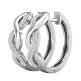 Round White Diamond Swirl Criss Cross Hinged Hoop Earrings for Women (0.17 Carat, Color I-J, Clarity I2-I3) in 925 Sterling Silver