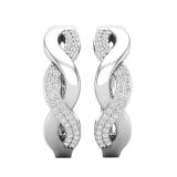 Round White Diamond Swirl Criss Cross Hinged Hoop Earrings for Women (0.17 Carat, Color I-J, Clarity I2-I3) in 925 Sterling Silver