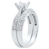 Round White Diamond Semi Mount Engagement Ring Set for Women (0.50 ctw, Color I-J, Clarity I1-I2) in 14K White gold