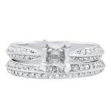Round White Diamond Semi Mount Engagement Ring Set for Women (0.50 ctw, Color I-J, Clarity I1-I2) in 14K White gold
