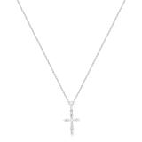 5 Stone Round White Diamond Cross Pendant for Women (0.10 ctw, Color I-J, Clarity I1-I2) in 18K White Gold