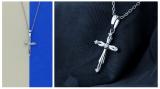 5 Stone Round White Diamond Cross Pendant for Women (0.10 ctw, Color I-J, Clarity I1-I2) in 18K White Gold