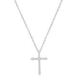Round White Diamond Encrusted Cross Pendant with 18 inch Silver Chain for Women (0.32 ctw, Color I-J, Clarity I2-I3) in 925 Sterling Silver