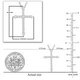 Round White Diamond Encrusted Cross Pendant with 18 inch Silver Chain for Women (0.32 ctw, Color I-J, Clarity I2-I3) in 925 Sterling Silver