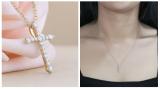 Round White Diamond Encrusted Cross Pendant with 18 inch Gold Chain for Women (0.32 ctw, Color I-J, Clarity I1-I2) in 14K Yellow Gold