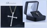 Round White Diamond Encrusted Cross Pendant with 18 inch Gold Chain for Women (0.32 ctw, Color I-J, Clarity I1-I2) in 14K Yellow Gold