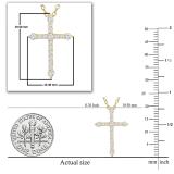 Round White Diamond Encrusted Cross Pendant with 18 inch Gold Chain for Women (0.32 ctw, Color I-J, Clarity I1-I2) in 14K Yellow Gold