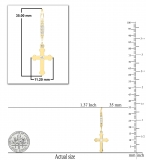 Round White Diamond Cross Drop Lever Back Men's & Women's (Unisex) Earring (1 pc) in 14K Yellow Gold