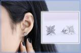 Round White Diamond Cluster Starburst Screwback Stud Earrings for Women (0.10 ctw, Color I-J, Clarity I2-I3) in 925 Sterling Silver