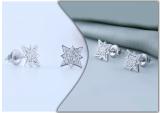 Round White Diamond Cluster Starburst Screwback Stud Earrings for Women (0.10 ctw, Color I-J, Clarity I2-I3) in 925 Sterling Silver
