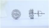 Round White Diamond Illusion Style Filigree Groove Sides Flower Screwback Stud Earrings for Women (0.22 ctw, Color I-J, Clarity I2-I3) in 925 Sterling Silver