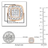 Round White Diamond Cushion Shaped Filigree Style Pushback Stud Earrings for Women (0.16 ctw, Color I-J, Clarity I1-I2) in 18K Rose Gold