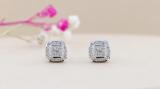 Round White Diamond Cushion Shaped Filigree Style Pushback Stud Earrings for Women (0.16 ctw, Color I-J, Clarity I2-I3) in 925 Sterling Silver