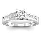 0.67 Carat (ctw) 14k White Gold Round Diamond Channel Set Ladies Engagement Bridal Ring 1/3 CT center