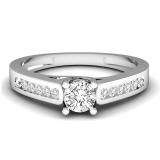 0.67 Carat (ctw) 14k White Gold Round Diamond Channel Set Ladies Engagement Bridal Ring 1/3 CT center