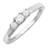 0.33 Carat (ctw) 14K White Gold Round Diamond 3 Stone Ladies Bridal Engagement Ring 1/3 CT