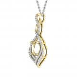 Round White Diamond Twist Infinity 10X8mm Oval Semi Mount Pendant for Women (0.47 ctw, Color I-J, Clarity I1-I2) in 14K Yellow Gold