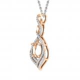 Round White Diamond Twist Infinity 10X8mm Oval Semi Mount Pendant for Women (0.47 ctw, Color I-J, Clarity I1-I2) in 18K Rose Gold