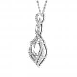 Round White Diamond Twist Infinity 10X8mm Oval Semi Mount Pendant for Women (0.47 ctw, Color I-J, Clarity I2-I3) in 925 Sterling Silver