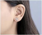 Round White Diamond Illusion Pushback Stud Earrings for Women (0.17 ctw, Color I-J, Clarity I2-I3) in 925 Sterling Silver
