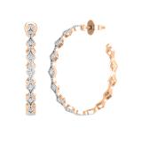 Round White Diamond Kite Shaped Milgrain Edge Push Back Hoop Earrings for Women (0.51 ctw Color I-J Clarity I1-I2) in 14K Rose Gold