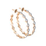 Round White Diamond Kite Shaped Milgrain Edge Push Back Hoop Earrings for Women (0.51 ctw Color I-J Clarity I1-I2) in 14K Rose Gold
