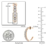 0.23 Carat (ctw) Round White Diamond 9 Stone Illusion Set J Shape Pushback Hoop Earrings for Women in 10K Rose Gold