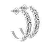 0.23 Carat (ctw) Round White Diamond 9 Stone Illusion Set J Shape Screwback Hoop Earrings for Women in 925 Sterling Silver