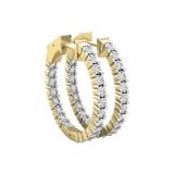 Round White Diamond Inside Out Hoop Earrings for Women (0.22 ctw Color I-J Clarity I2-I3) in 10K Yellow Gold