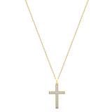 Round Diamond Milgrain Edge Cross Pendant with 18 Inch Gold Chain for Men's & Women's (Unisex) in 10K Yellow Gold (0.26 ctw, Color I-J, Clarity I2-I3)