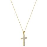 Round Diamond Milgrain Edge Cross Pendant with 18 Inch Gold Chain for Men's & Women's (Unisex) in 10K Yellow Gold (0.26 ctw, Color I-J, Clarity I2-I3)