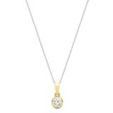 Round White Diamond Solitaire Bezel Set Dainty Pendant Necklace for Women 1/6 CT (0.17 ctw, Color I-J, Clarity I2-I3) in 10K Yellow Gold