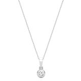 Round White Diamond Solitaire Bezel Set Dainty Pendant Necklace for Women 1/6 CT (0.17 ctw, Color I-J, Clarity I1-I2) in 14K White Gold