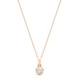 Round White Diamond Solitaire Bezel Set Dainty Pendant Necklace for Women 1/6 CT (0.17 ctw, Color I-J, Clarity I1-I2) in 18K Rose Gold