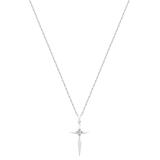 Round White Diamond Solitaire Accent Cross Pendant with 18 inch Silver Chain for Women (0.11 ctw, Color I-J, Clarity I2-I3) in 925 Sterling Silver