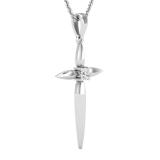 Round White Diamond Solitaire Accent Cross Pendant with 18 inch Silver Chain for Women (0.11 ctw, Color I-J, Clarity I2-I3) in 925 Sterling Silver