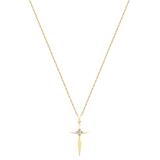Round White Diamond Solitaire Accent Cross Pendant with 18 inch Gold Chain for Women (0.11 ctw, Color I-J, Clarity I2-I3) in 10K Yellow Gold
