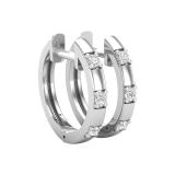 0.10 Carat (ctw) Round White Diamond Station 3 Stone Hoop Earrings for Women in 925 Sterling Silver