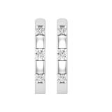 0.10 Carat (ctw) Round White Diamond Station 3 Stone Hoop Earrings for Women in 925 Sterling Silver