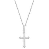 Round Diamond Archer Edge Cross Pendant with 18 Inch Silver Chain for Men's & Women's (Unisex) in 925 Sterling Silver  (0.29 ctw, Color I-J, Clarity I2-I3)
