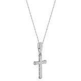 Round Diamond Archer Edge Cross Pendant with 18 Inch Silver Chain for Men's & Women's (Unisex) in 925 Sterling Silver  (0.29 ctw, Color I-J, Clarity I2-I3)