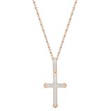 Round Diamond Archer Edge Cross Pendant with 18 Inch Gold Chain for Men's & Women's (Unisex) in 10K Rose Gold (0.29 ctw, Color I-J, Clarity I2-I3)