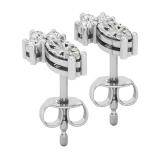 6x3mm Marquise and Round White Diamond Stud Earrings for Women (0.65 ctw Color I-J Clarity I2-I3) in 10K White Gold in Push Back