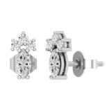 6x3mm Marquise and Round White Diamond Stud Earrings for Women (0.65 ctw Color I-J Clarity I2-I3) in 925 Sterling Silver in Push Back