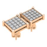 Round White Diamond Square Shape Pushback Stud Earring for Men & Women (Unisex) in 10K Rose Gold (0.26 ctw, Color I-J, Clarity I2-I3)