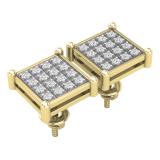 Round White Diamond Square Shape Screwback Stud Earring for Men & Women (Unisex) in 18K Yellow Gold (0.26 ctw, Color I-J, Clarity I1-I2)