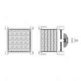 Round White Diamond Square Shape Pushback Stud Earring for Men & Women (Unisex) in 10K White Gold (0.34 ctw, Color I-J, Clarity I2-I3)