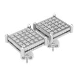 Round White Diamond Square Shape Pushback Stud Earring for Men & Women (Unisex) in 10K White Gold (0.34 ctw, Color I-J, Clarity I2-I3)