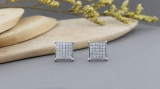 Round White Diamond Square Shape Pushback Stud Earring for Men & Women (Unisex) in 10K White Gold (0.34 ctw, Color I-J, Clarity I2-I3)